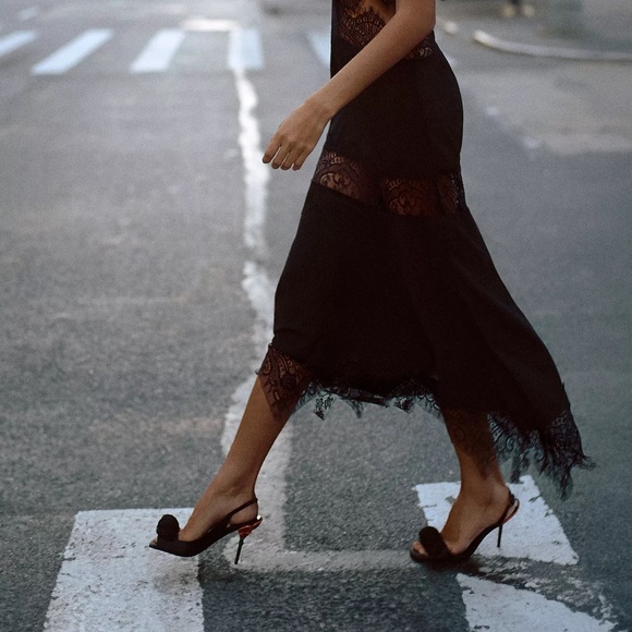 Anthropologie Hutch Asymmetrical Lace Mix Slip Dress - Picture 12 of 14